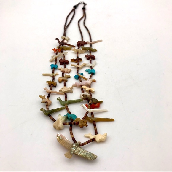 Jewelry - Vintage Zuni Hand Carved Fetish Necklace 2 Strand